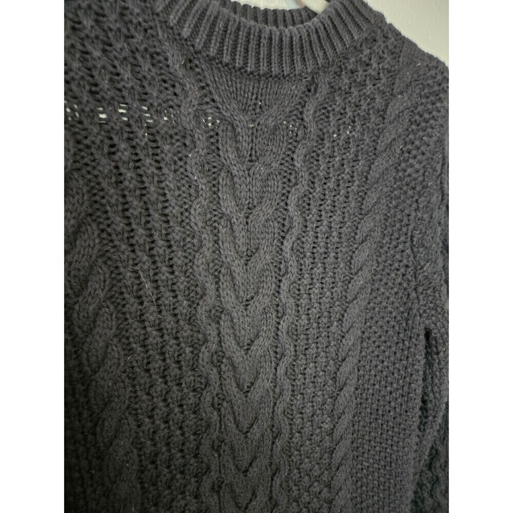Polo Ralph Lauren Women's Black Chunky Cable Knit Mock Neck Sweater Size Medium - Picture 4 of 5
